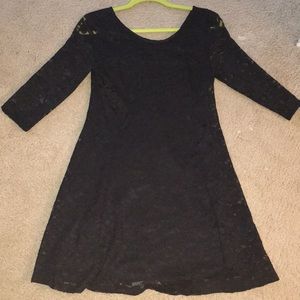 Lush- Black Dress with Lace Overlay
